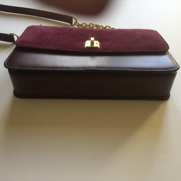 Michael Kors Natalie Leather & Suede Plum Medium Chain Messenger Bag/$378 RETAIL - Picture 6 of 11